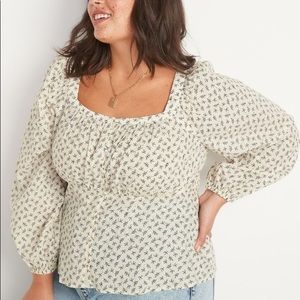 Old Navy Cream Poet Blouse with Metallic Accents XL